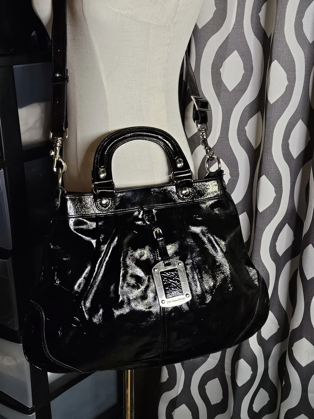 Via Repubblica Made In Italy Black Genuine Leather Satchel